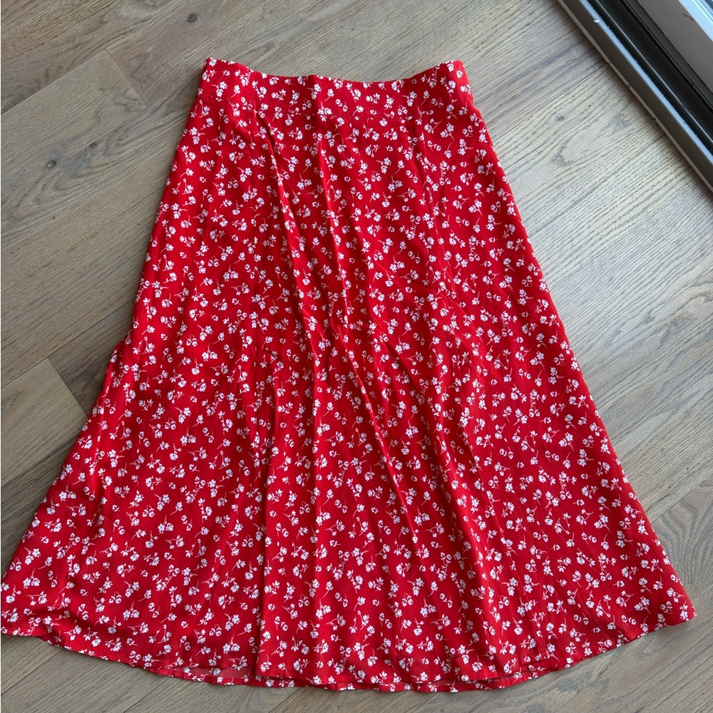 Sezane Floral Red Skirt